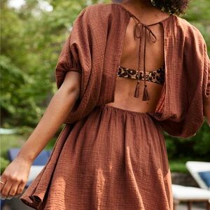 AERIE golden hour brown beach cover up dress